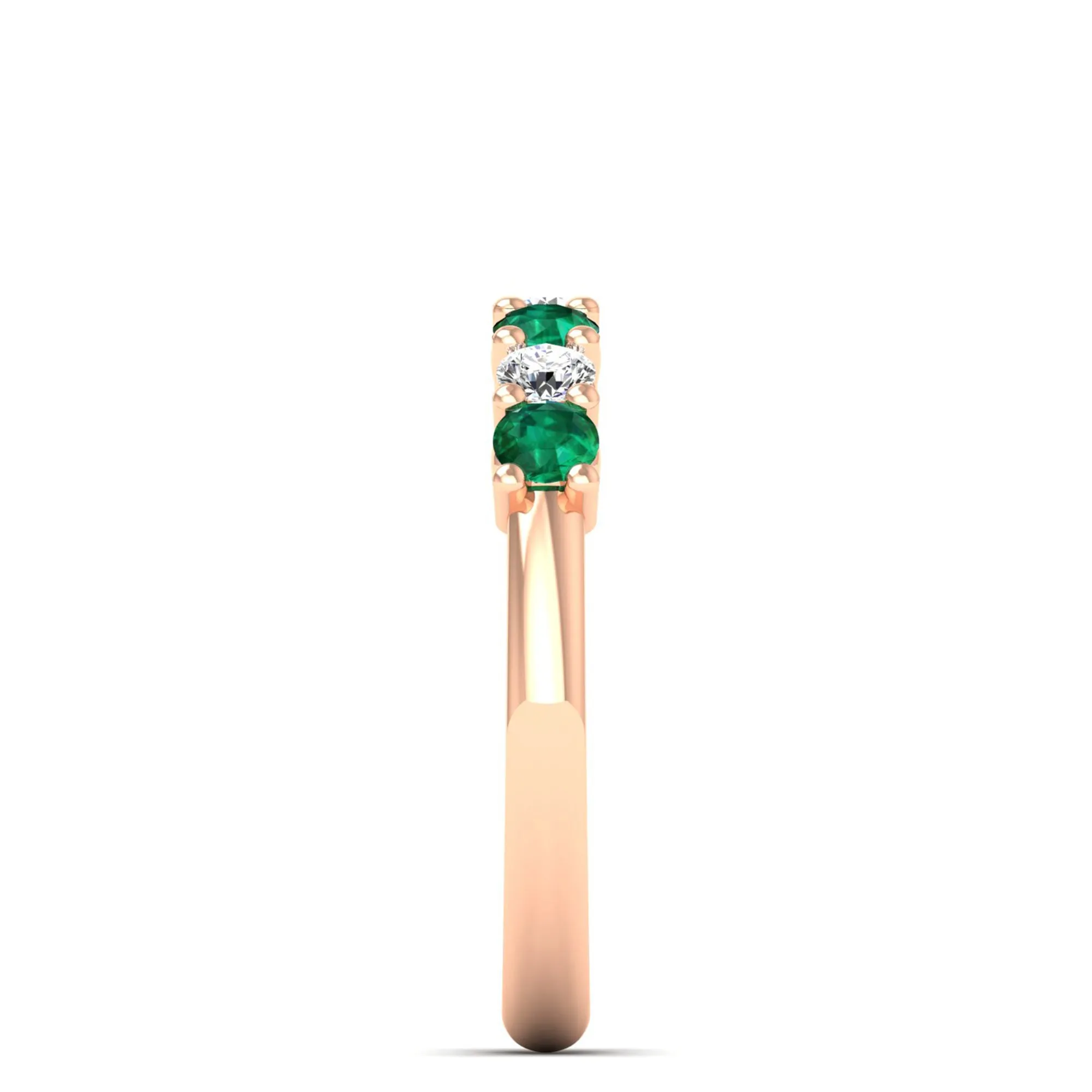 Alternating 7-Stone Classic Emerald and Diamond Ring