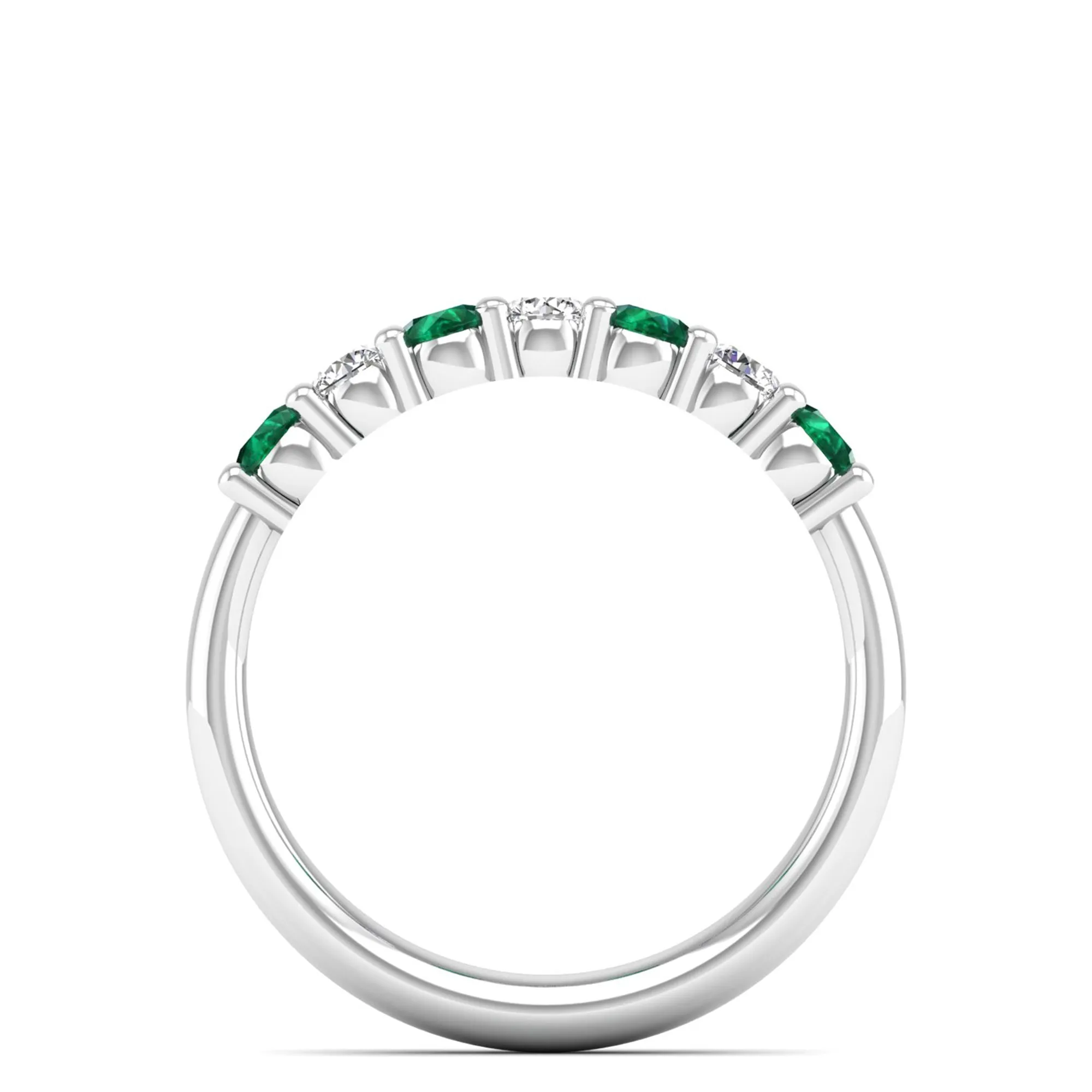 Alternating 7-Stone Classic Emerald and Diamond Ring