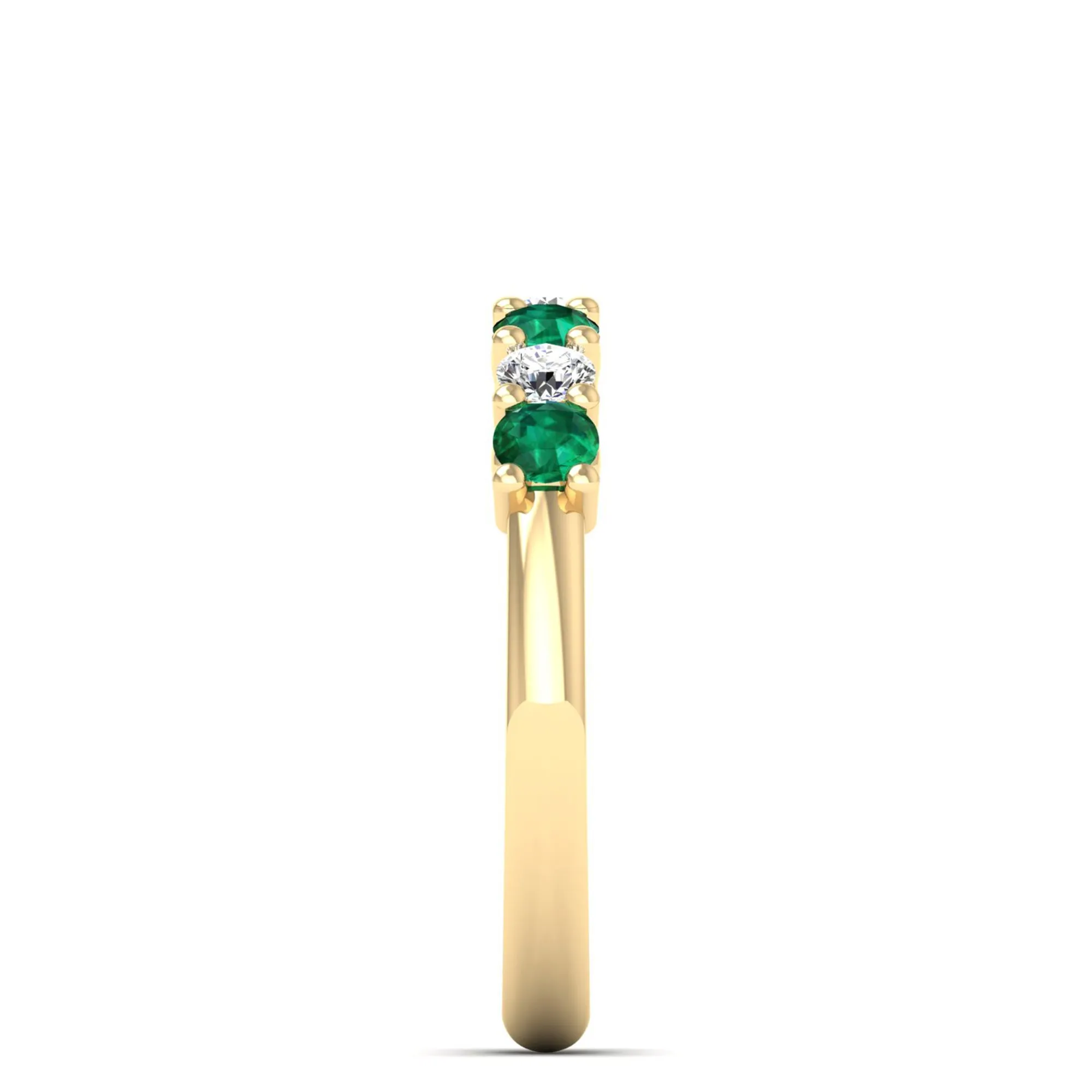 Alternating 7-Stone Classic Emerald and Diamond Ring
