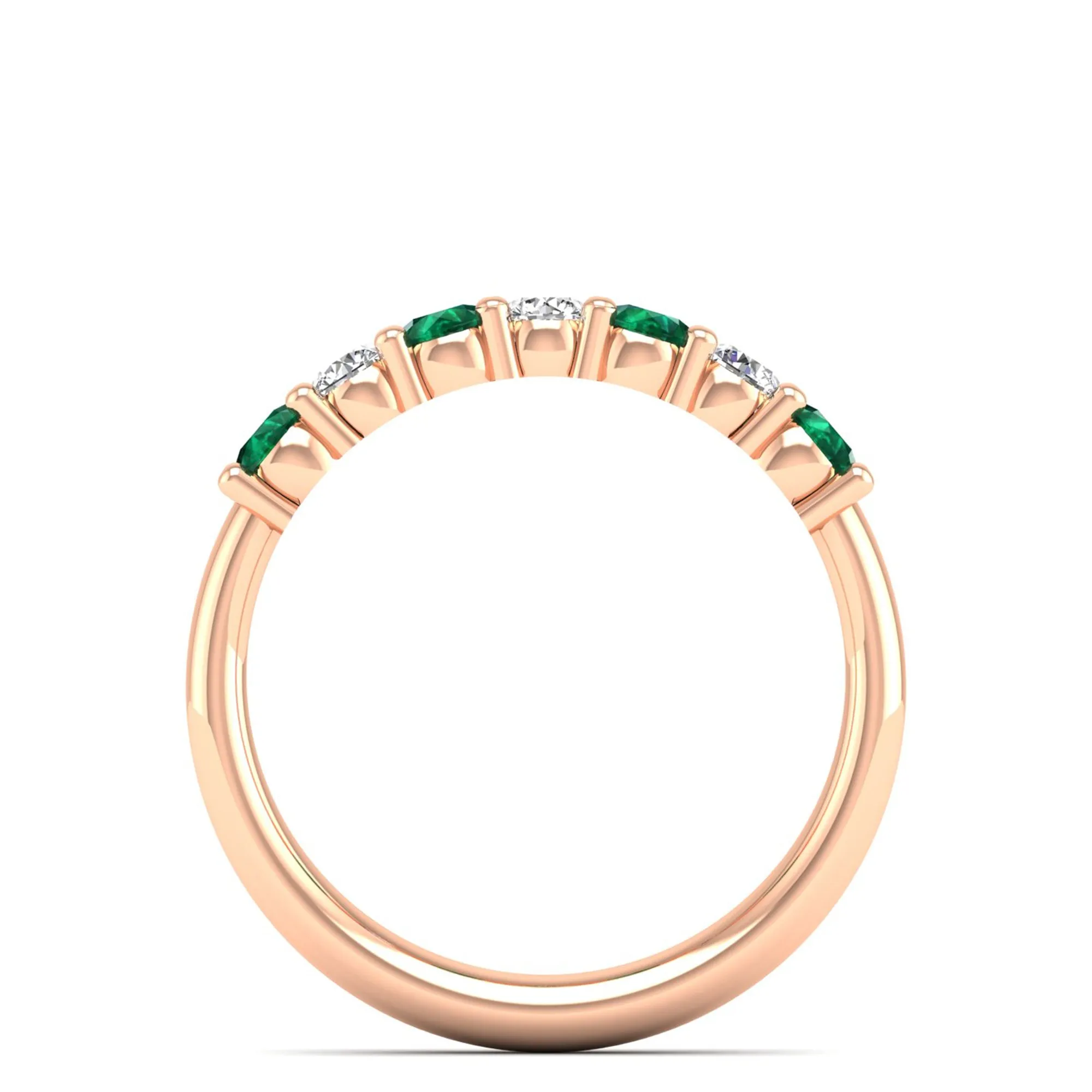 Alternating 7-Stone Classic Emerald and Diamond Ring