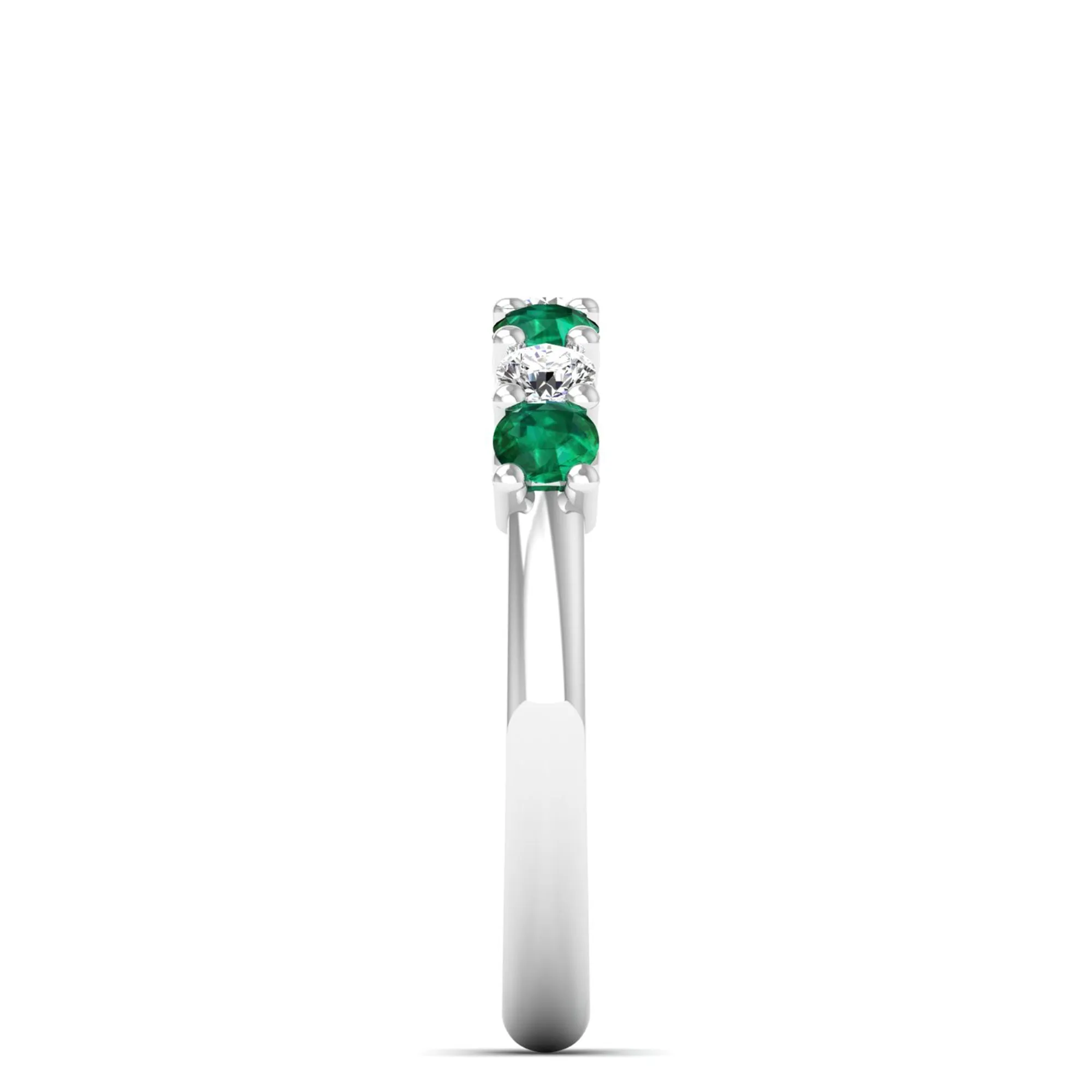Alternating 7-Stone Classic Emerald and Diamond Ring