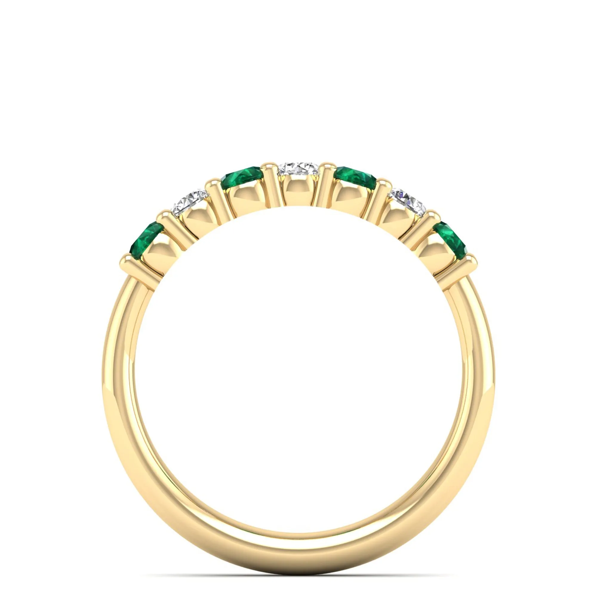 Alternating 7-Stone Classic Emerald and Diamond Ring