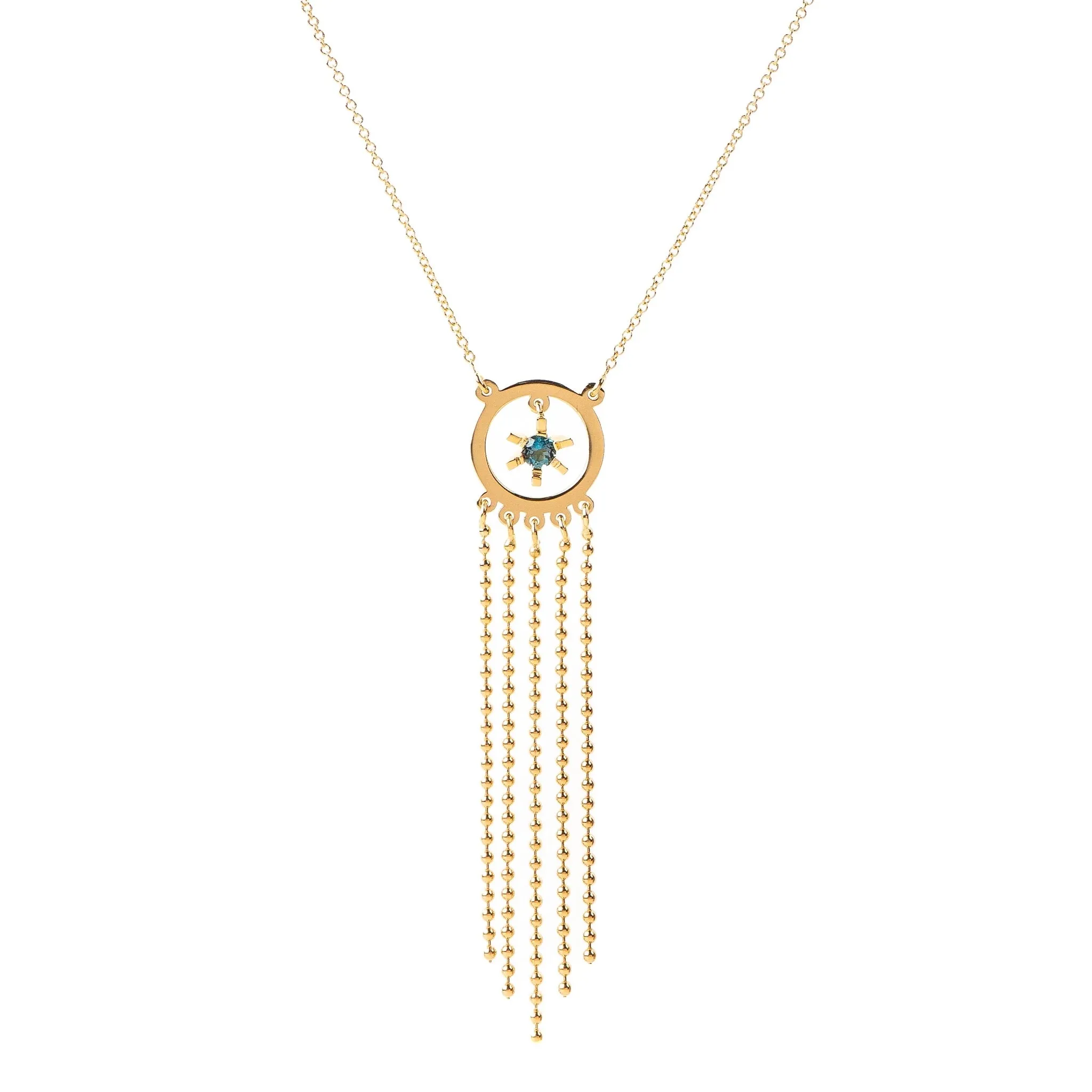 Baby Dreamcatcher Necklace 18kGold with Garnet