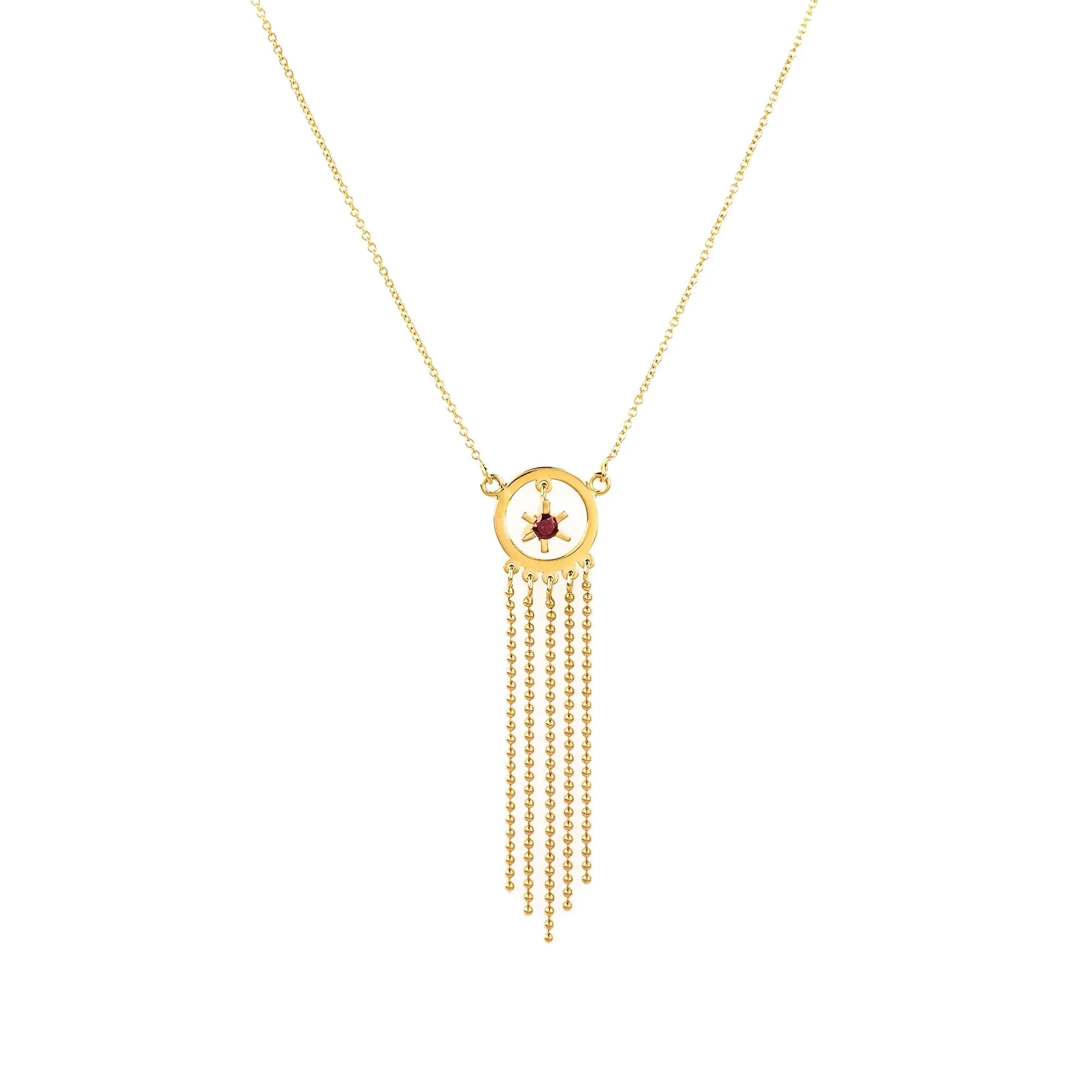 Baby Dreamcatcher Necklace 18kGold with Garnet