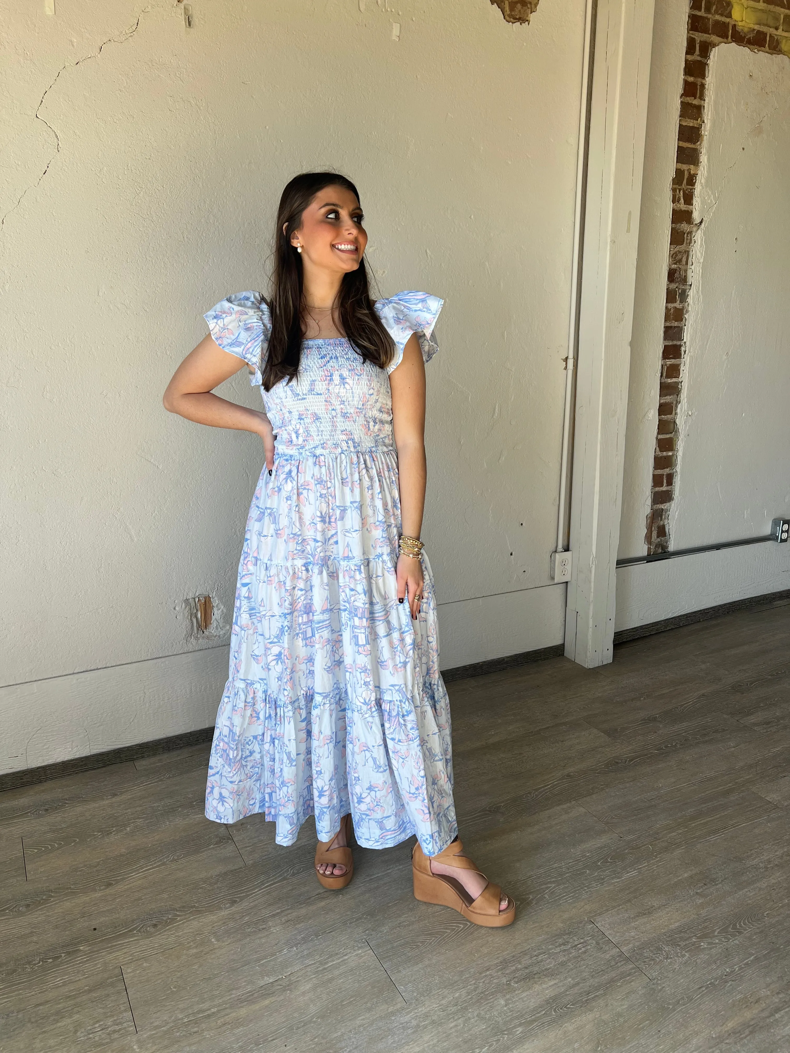 Bahama Toile Midi Dress
