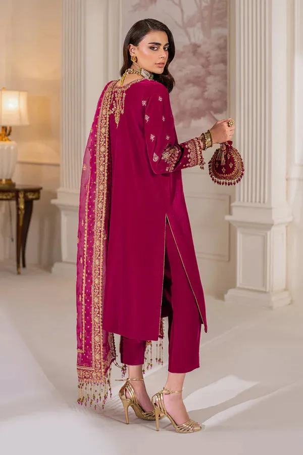 Baroque Luxury Embroidered Velvet Unstitched 3 Pcs With POTLI PR-1020