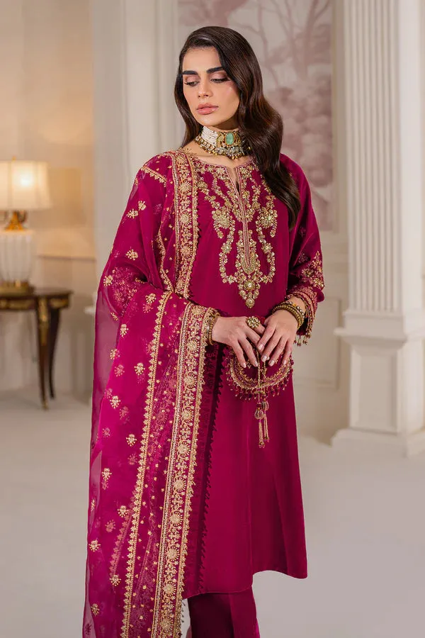 Baroque Luxury Embroidered Velvet Unstitched 3 Pcs With POTLI PR-1020