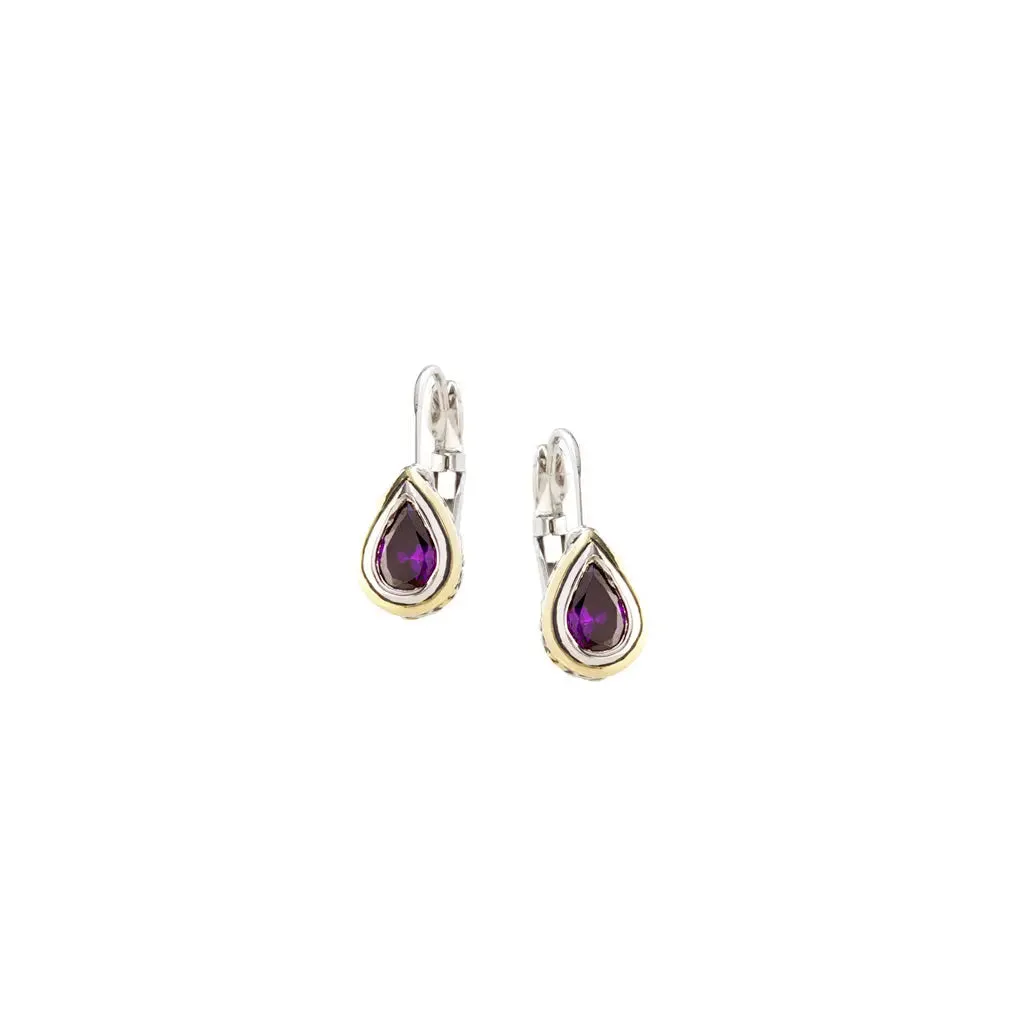 Beijos Collection - CZ Pear Shape Bezel Set Earrings