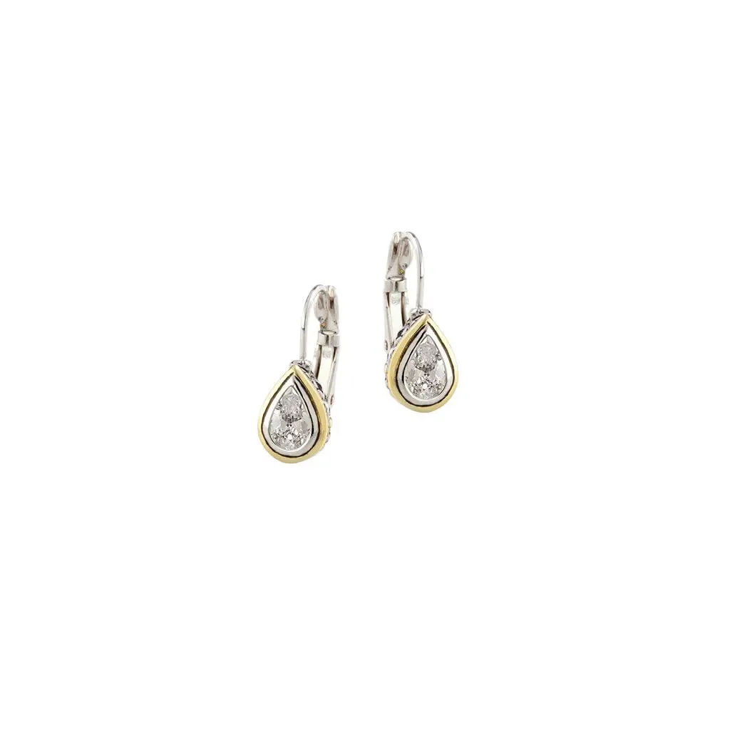 Beijos Collection - CZ Pear Shape Bezel Set Earrings