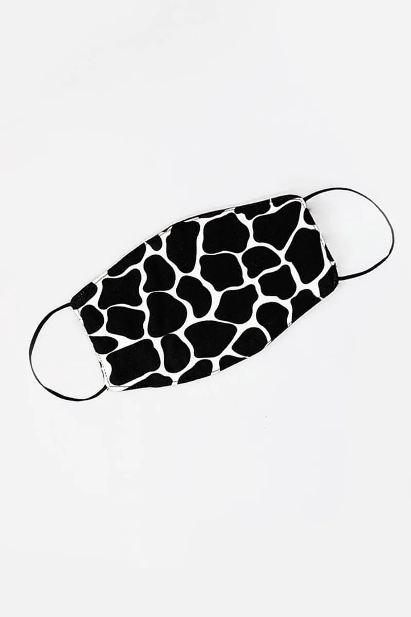 Black Giraffe Printed Face Covering