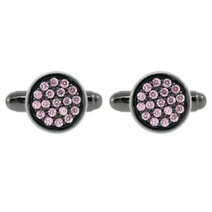 Blackened 18k White Gold Pink Diamond Cufflinks Redondo