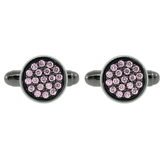 Blackened 18k White Gold Pink Diamond Cufflinks Redondo