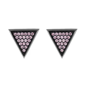 Blackened 18k White Gold Pink Diamond Earrings Large Tres Puntos