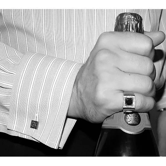 Blackened Silver Blue Sapphire Cufflinks Cuadrado