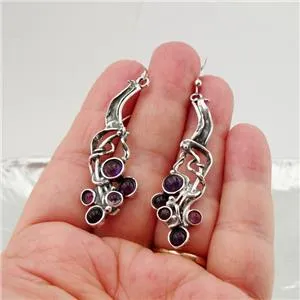 Blue Opal Earrings 925 Sterling Silver  Handmade long Dangle Hadar Designers (H)