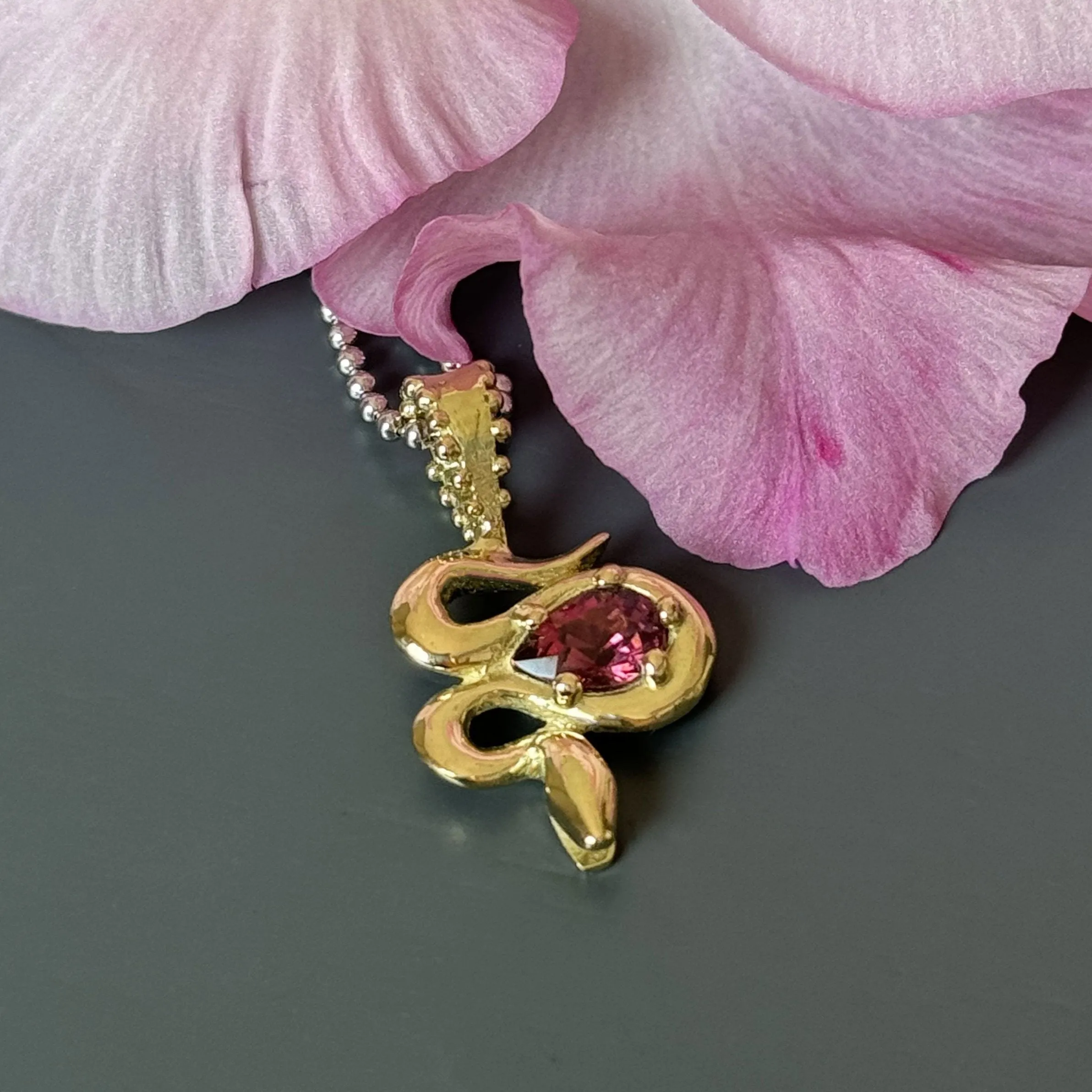 BOHEME GARNET SERPENT CHARM FAIRMINED GOLD