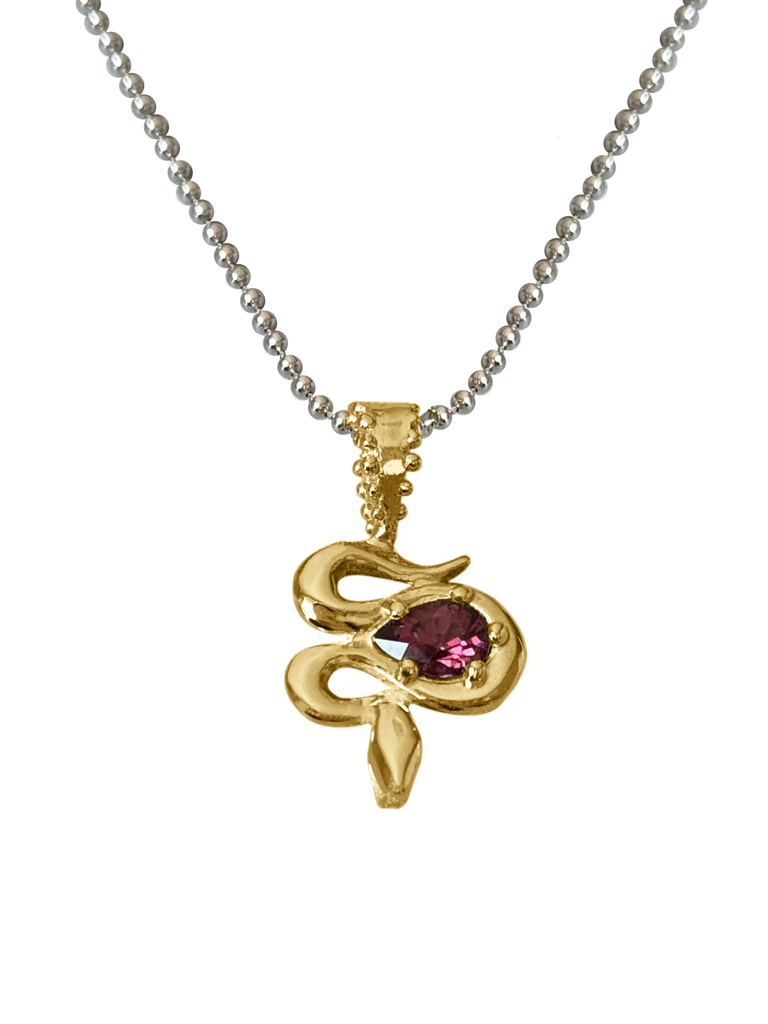 BOHEME GARNET SERPENT CHARM FAIRMINED GOLD
