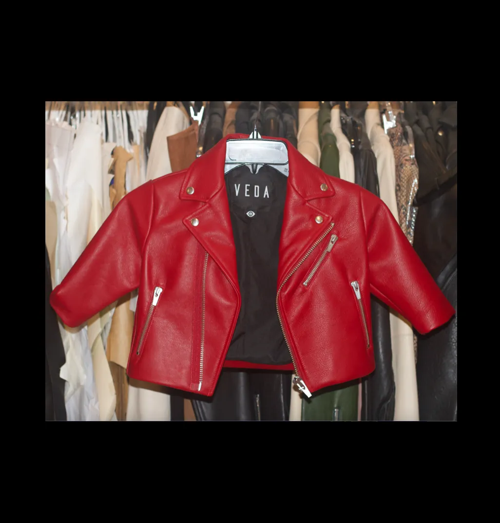 Boone Kid's Leather Jacket Red