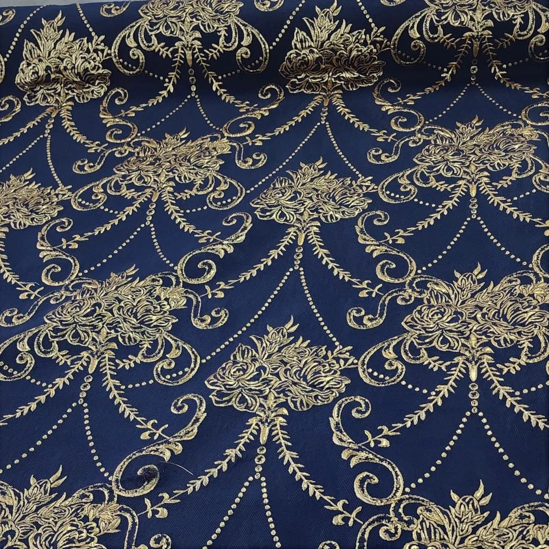 Brocade Fabric Navy 150 cm