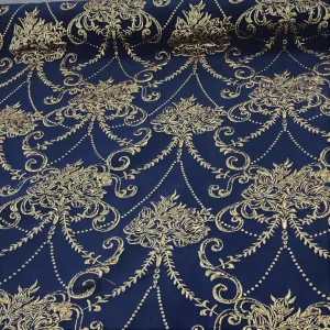 Brocade Fabric Navy 150 cm