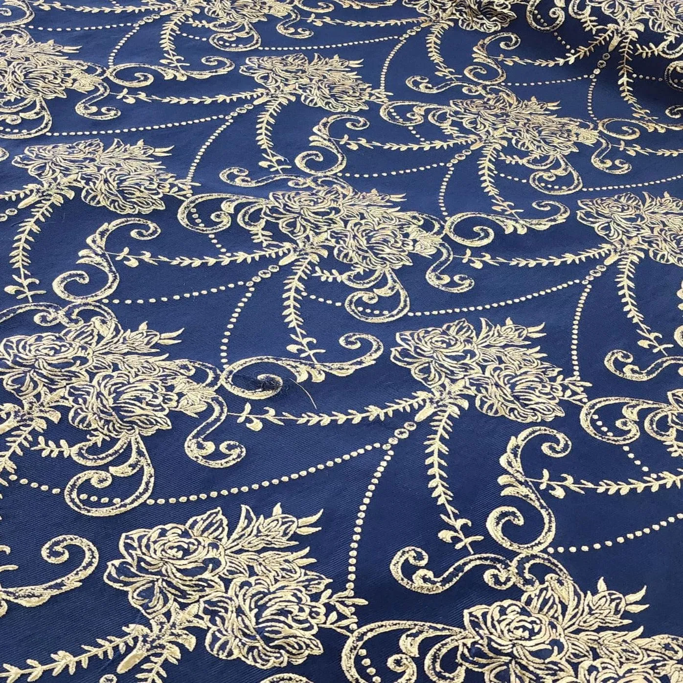 Brocade Fabric Navy 150 cm