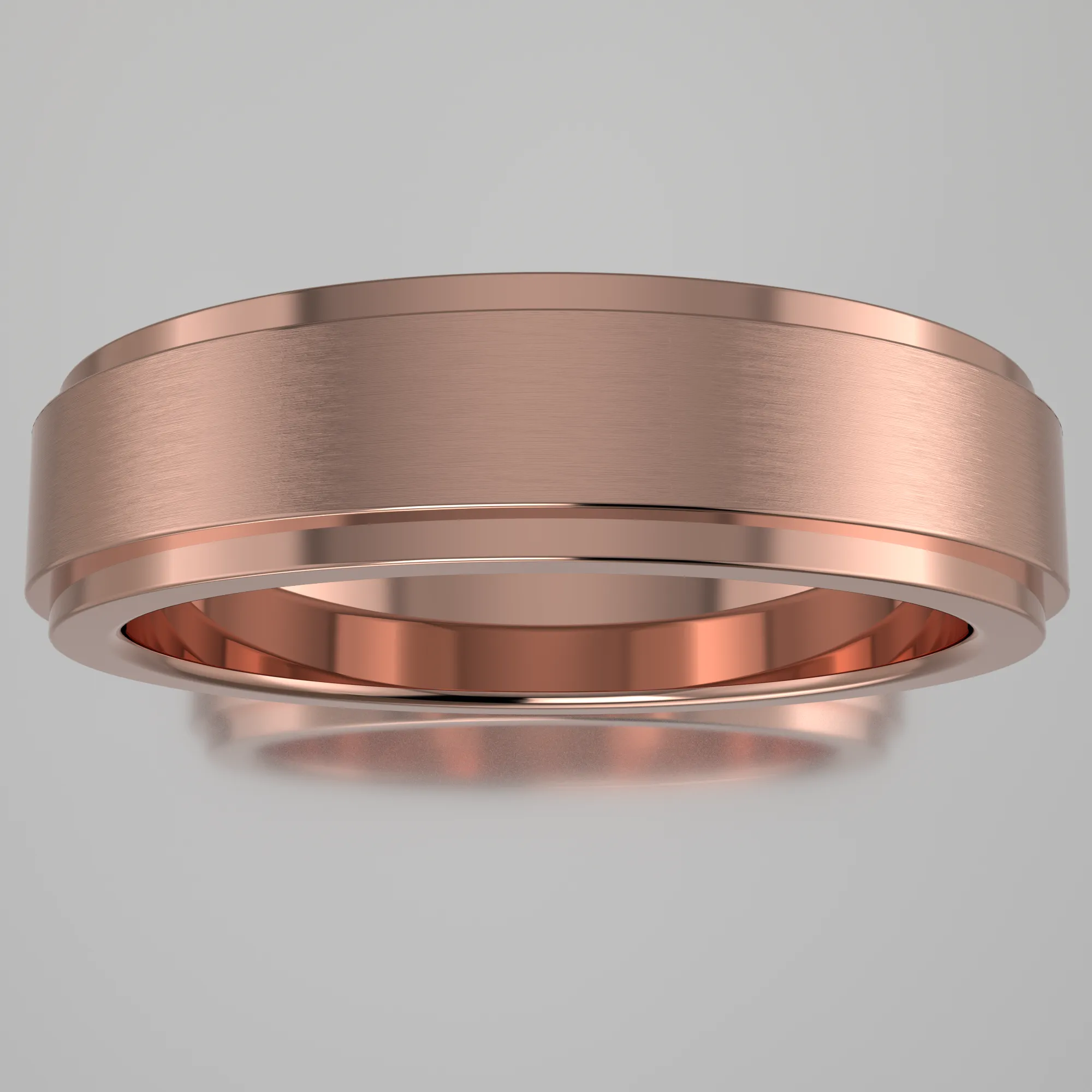 Brushed Rose Gold 5mm Step Edge Wedding Band