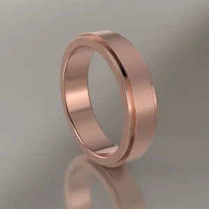 Brushed Rose Gold 5mm Step Edge Wedding Band