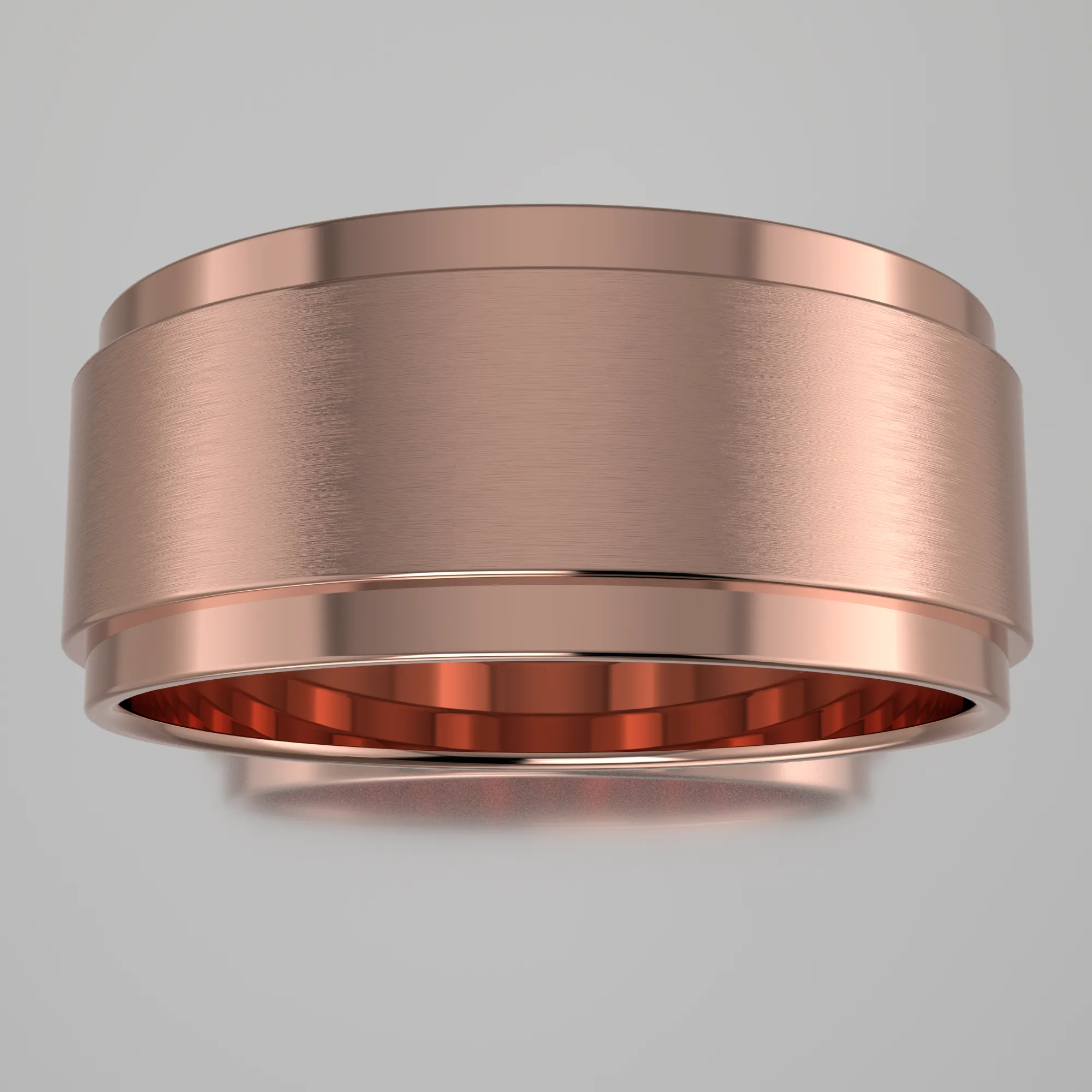Brushed Rose Gold 8mm Step Edge Wedding Band