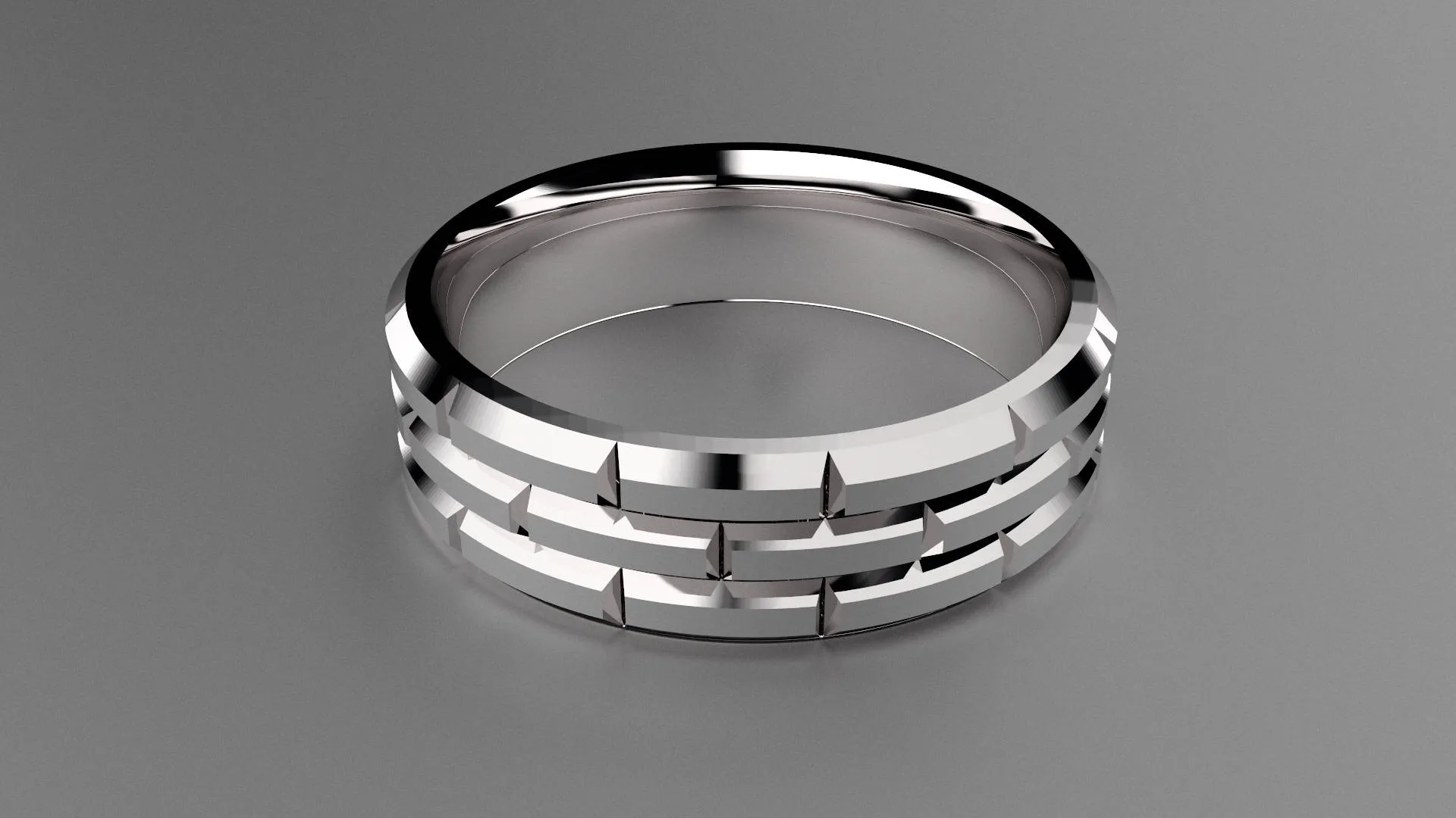 Brushed Sterling Silver 6mm Brick Pattern Wedding Band
