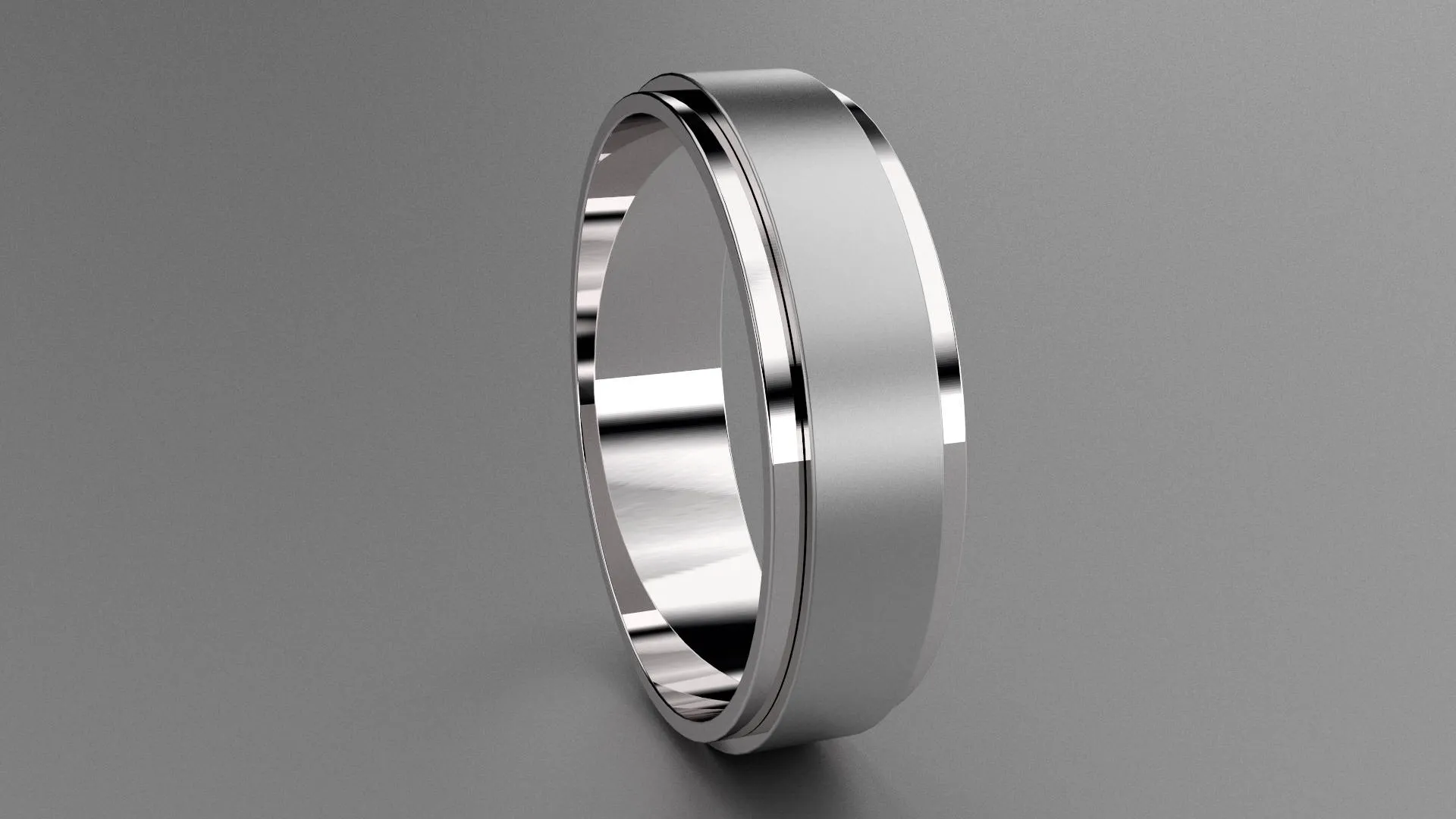 Brushed Sterling Silver 6mm Step Edge Wedding Band