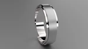 Brushed Sterling Silver 6mm Step Edge Wedding Band