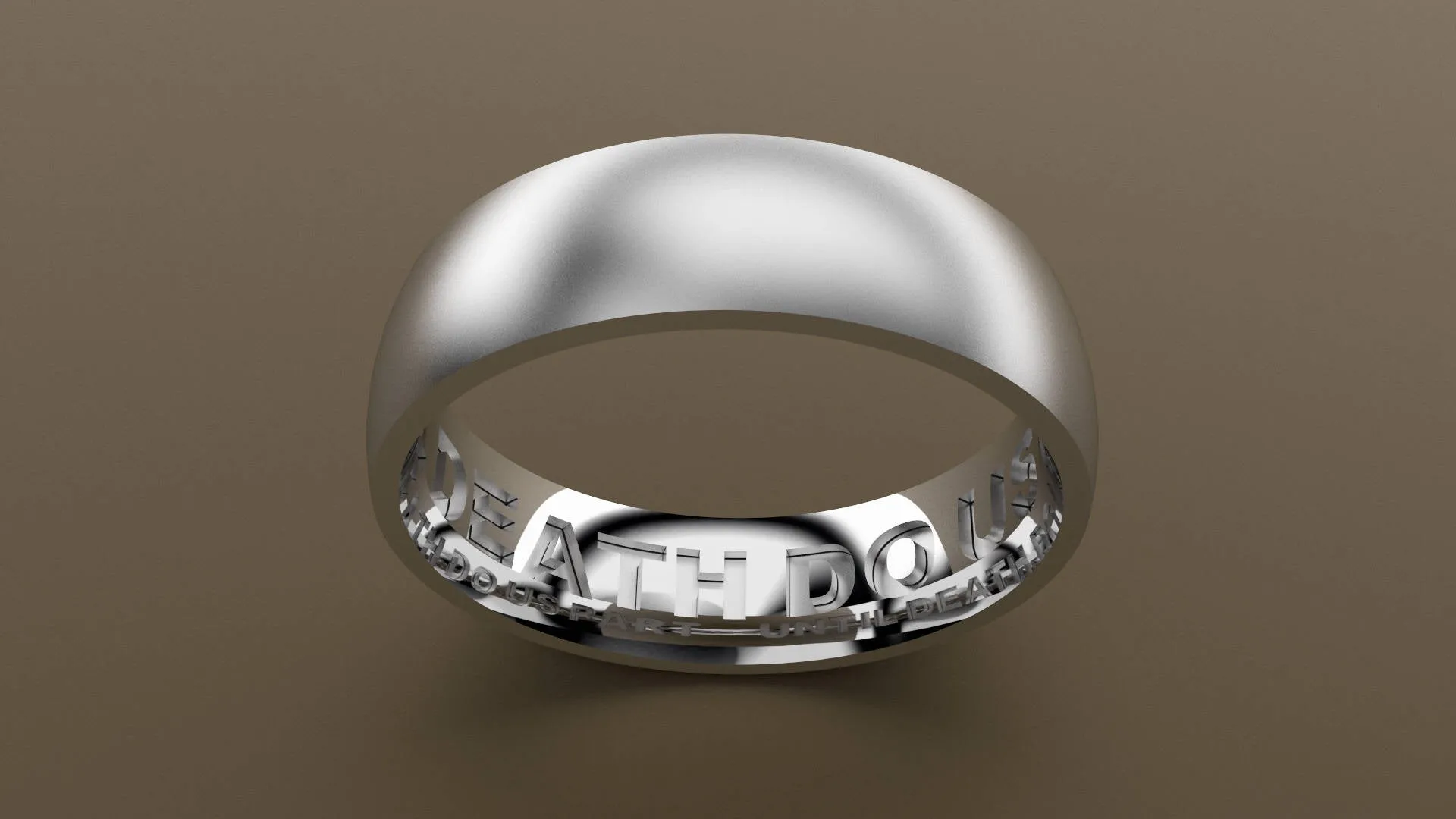 Brushed White Gold 6mm Interior Message Wedding Band
