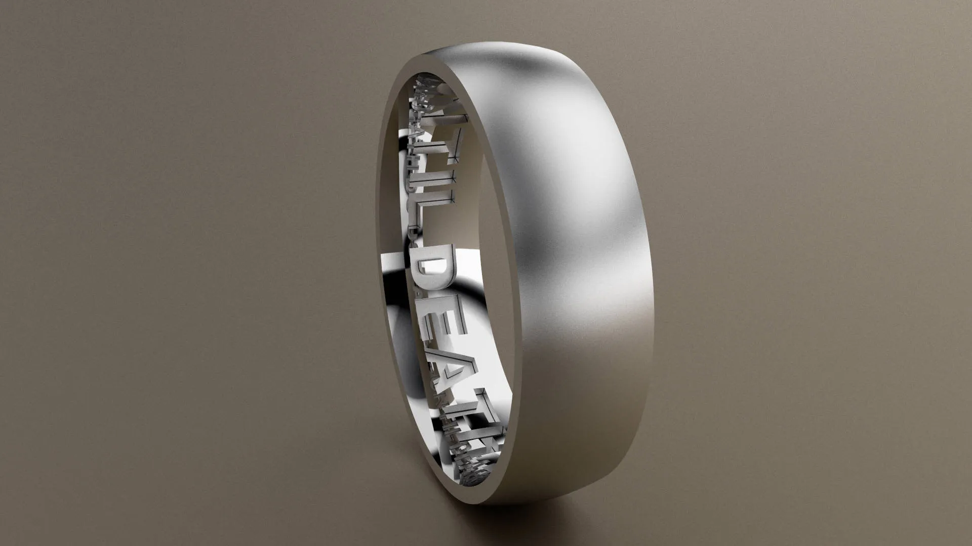 Brushed White Gold 6mm Interior Message Wedding Band