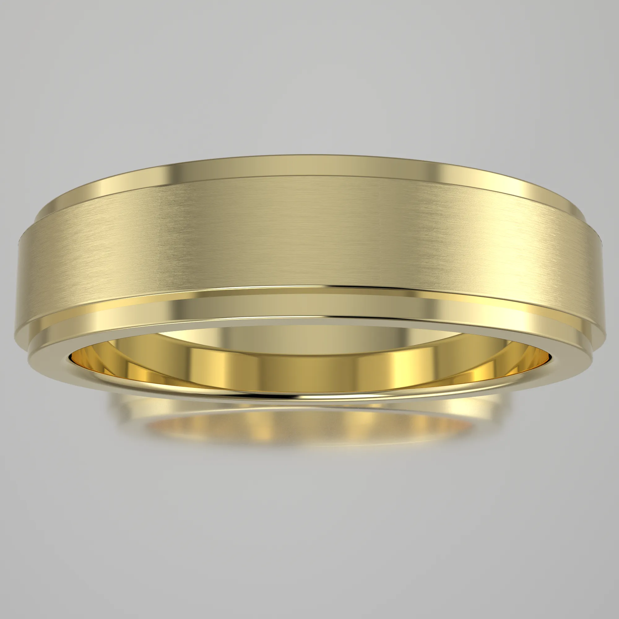 Brushed Yellow Gold 5mm Step Edge Wedding Band