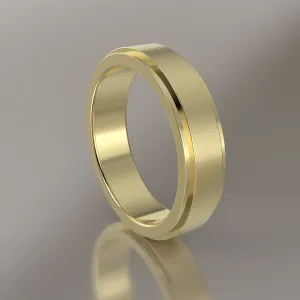 Brushed Yellow Gold 5mm Step Edge Wedding Band