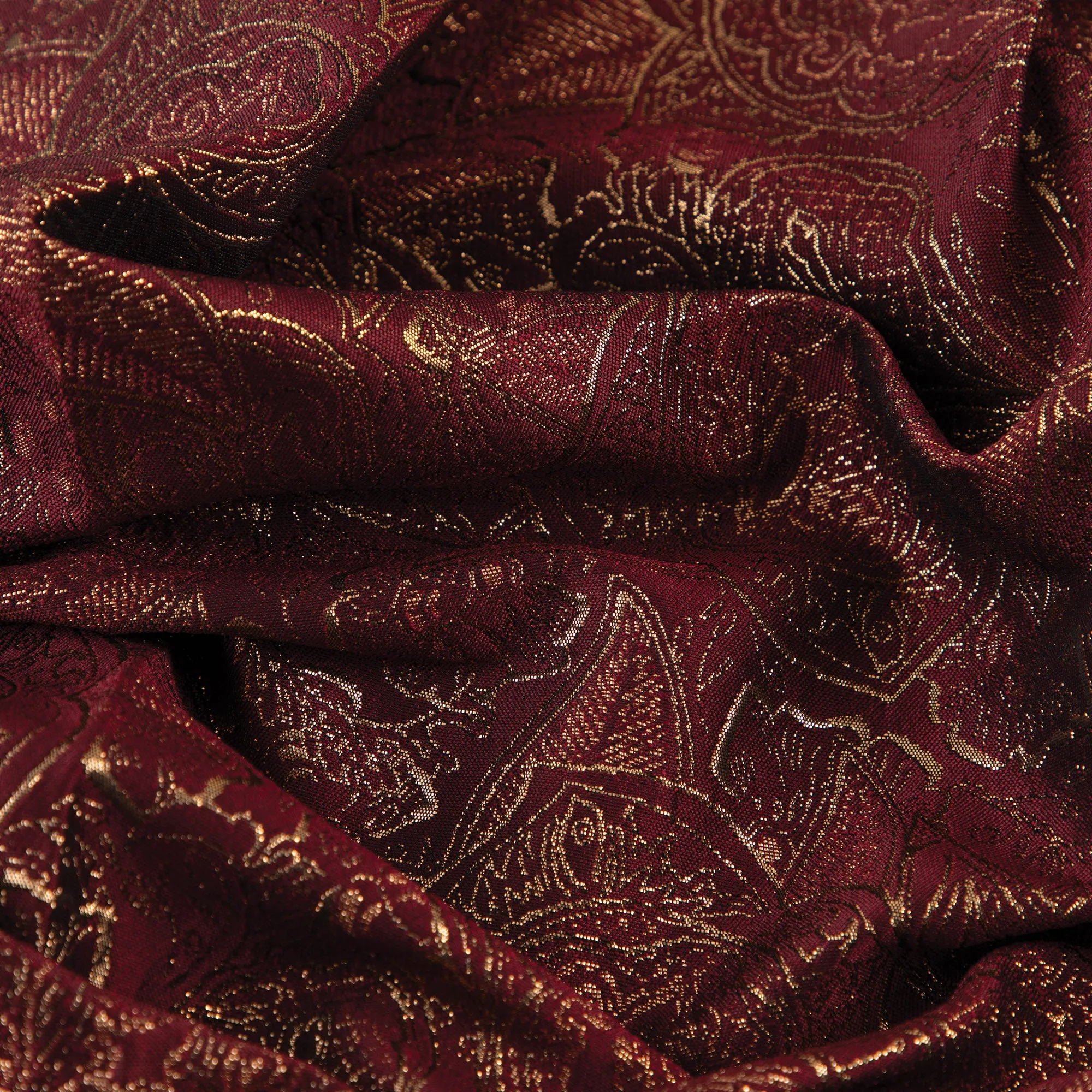 Byzantine Brocade Fabric, Metallic Burgundy