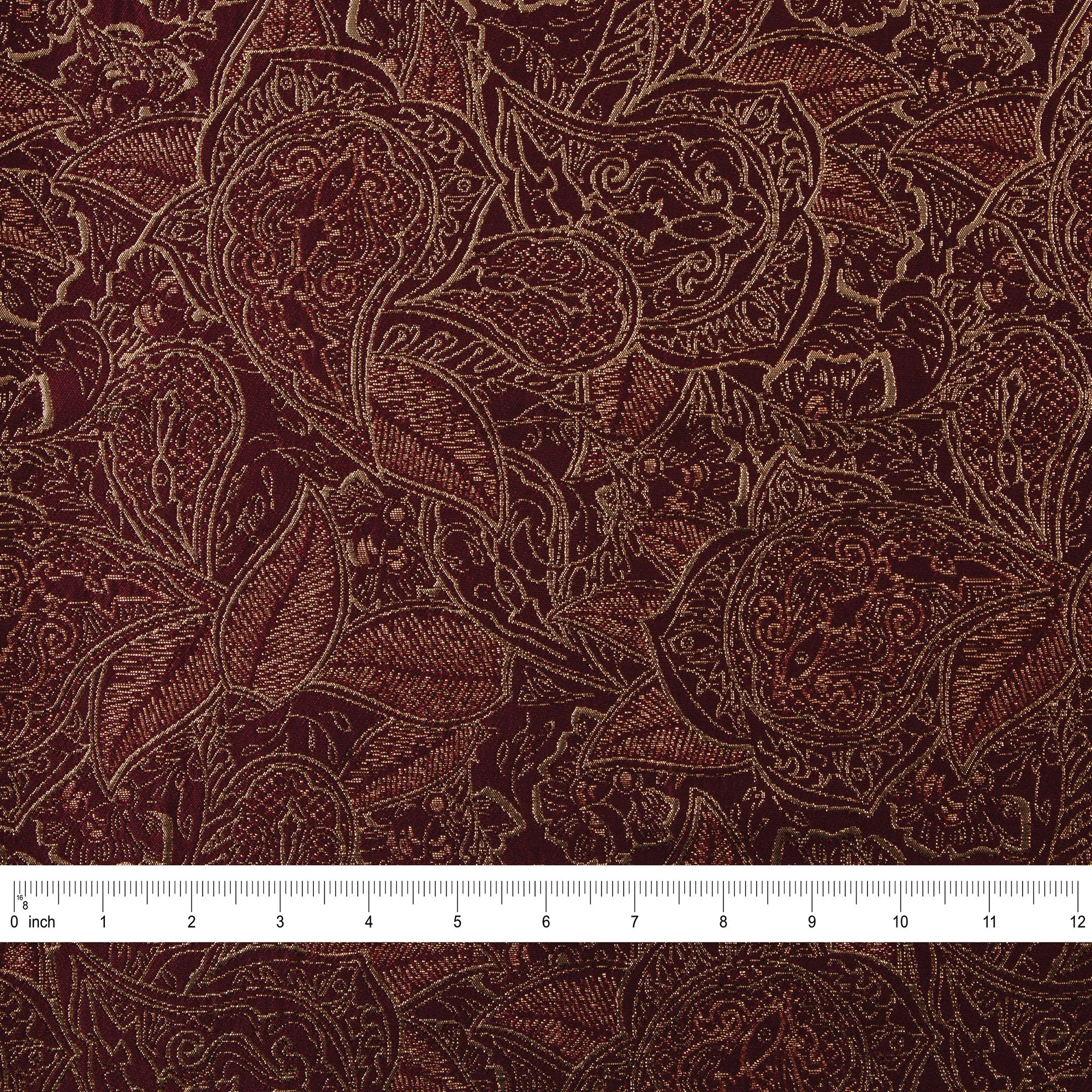 Byzantine Brocade Fabric, Metallic Burgundy