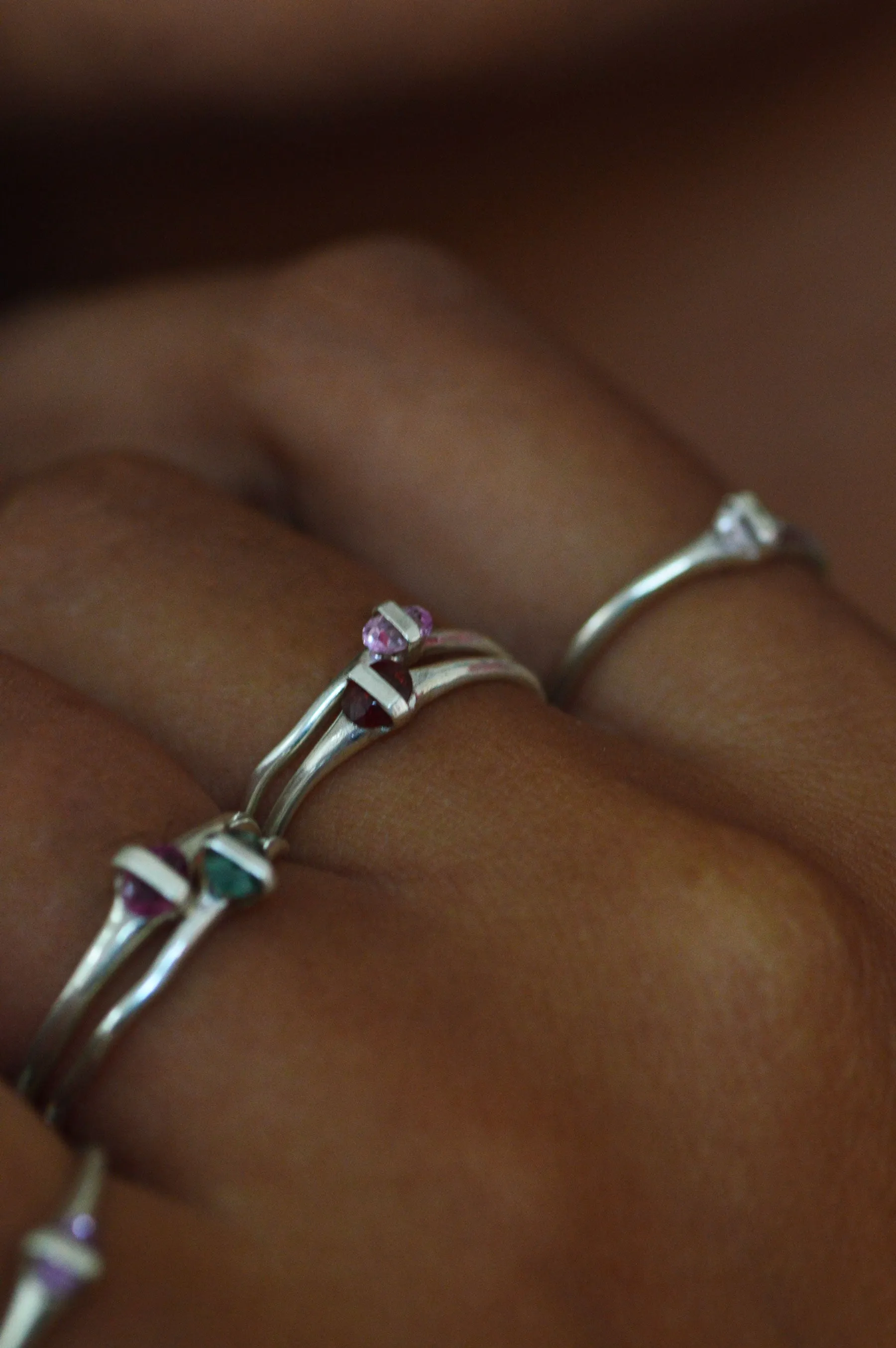 Capsule Red Garnet Silver Ring