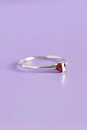 Capsule Red Garnet Silver Ring