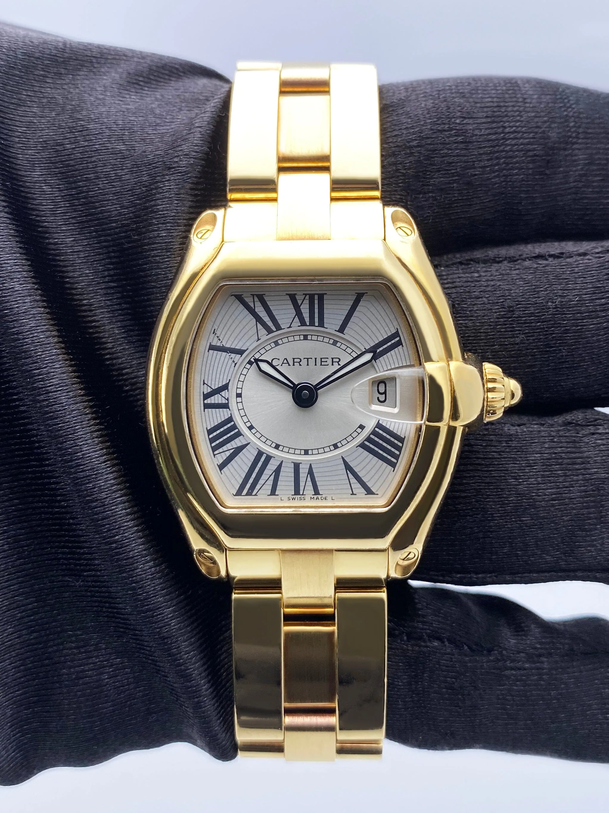Cartier Roadster W62018Y5 Sliver Dial Yellow Gold Ladies Watch