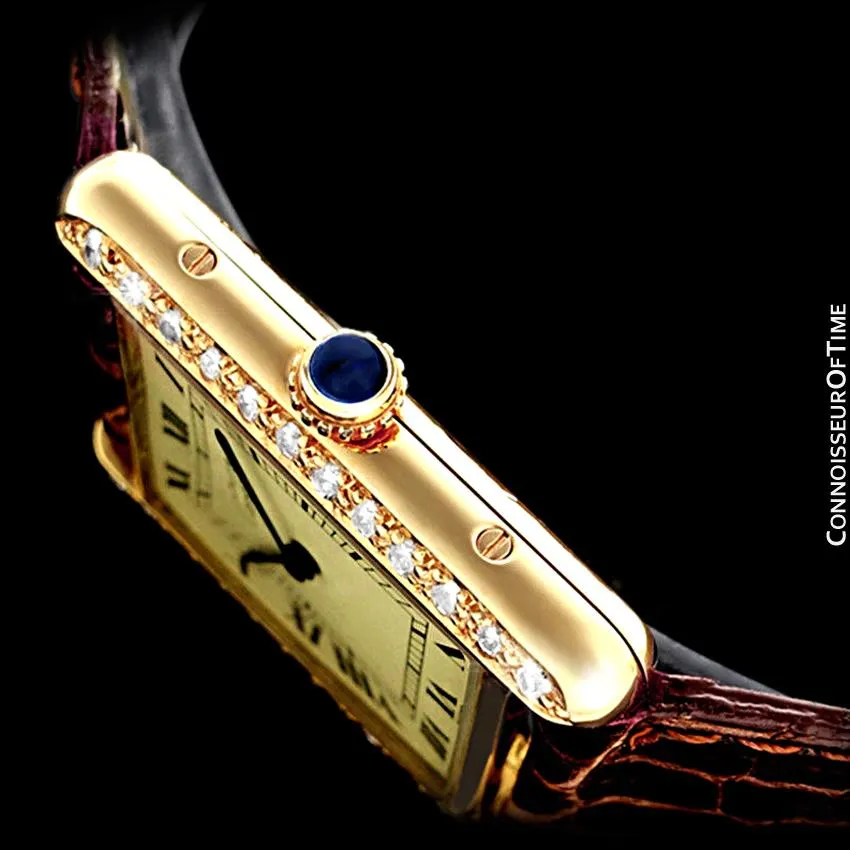 Cartier Vintage Ladies Tank Mechanical Watch - Gold Vermeil, 18K Gold over Sterling Silver & Diamonds