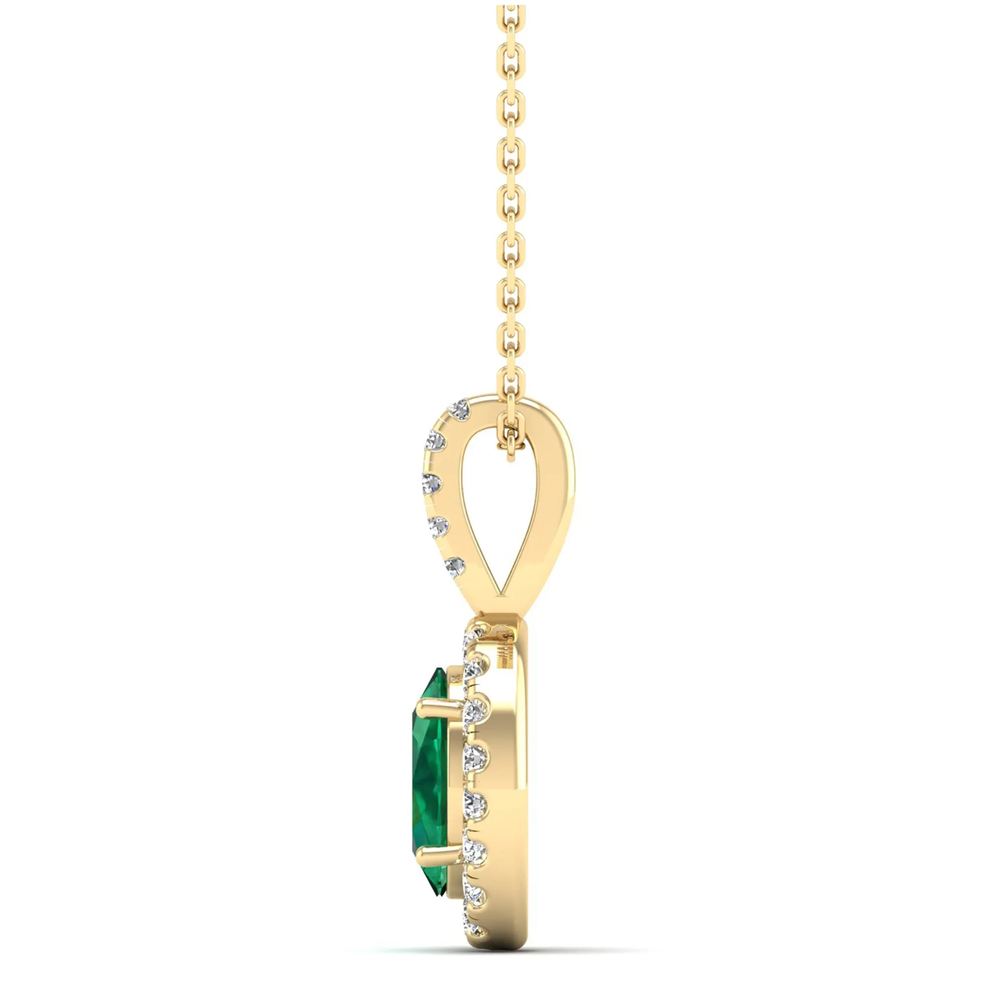 Classic Halo Oval Emerald and Diamond Pendant