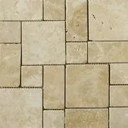Classic Light Beige Travertine 3-Pieced Mini-Pattern Tumbled Mosaic Tile - 6 X 6 Sample