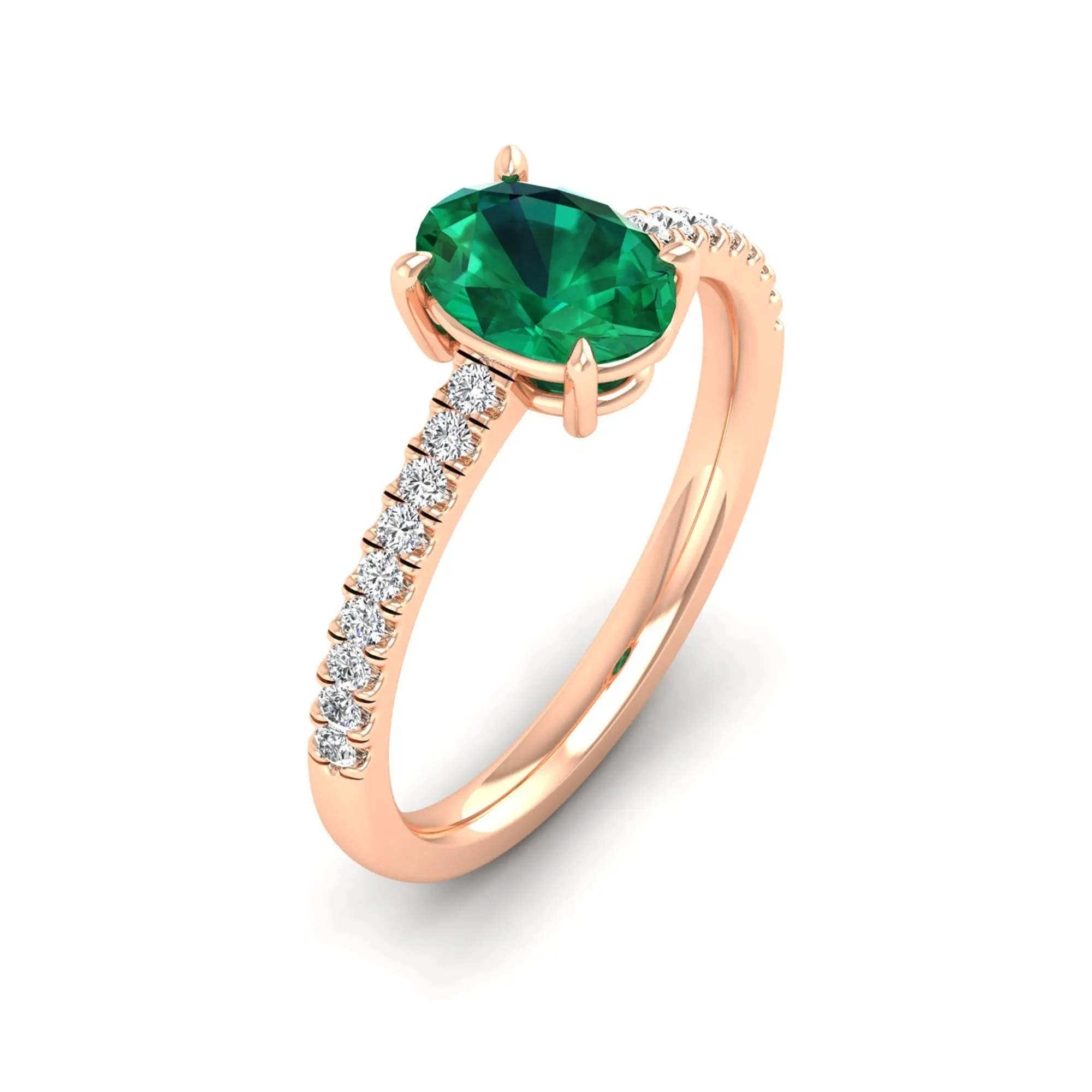 Classic Oval Emerald and Diamond Ring