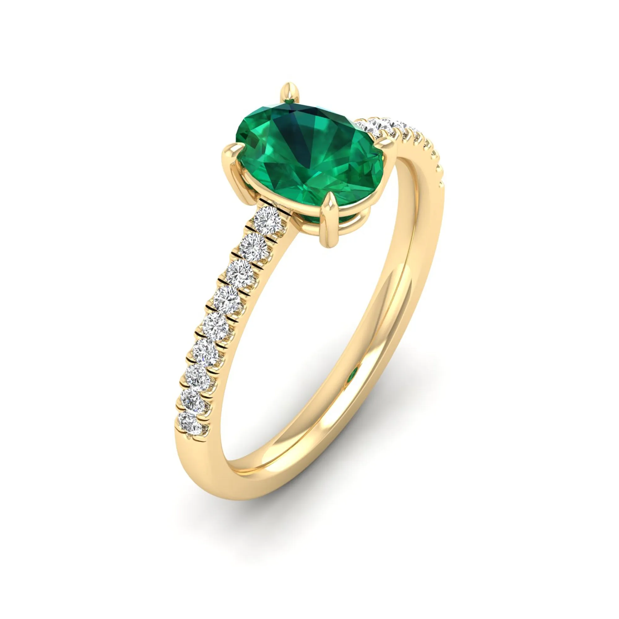Classic Oval Emerald and Diamond Ring