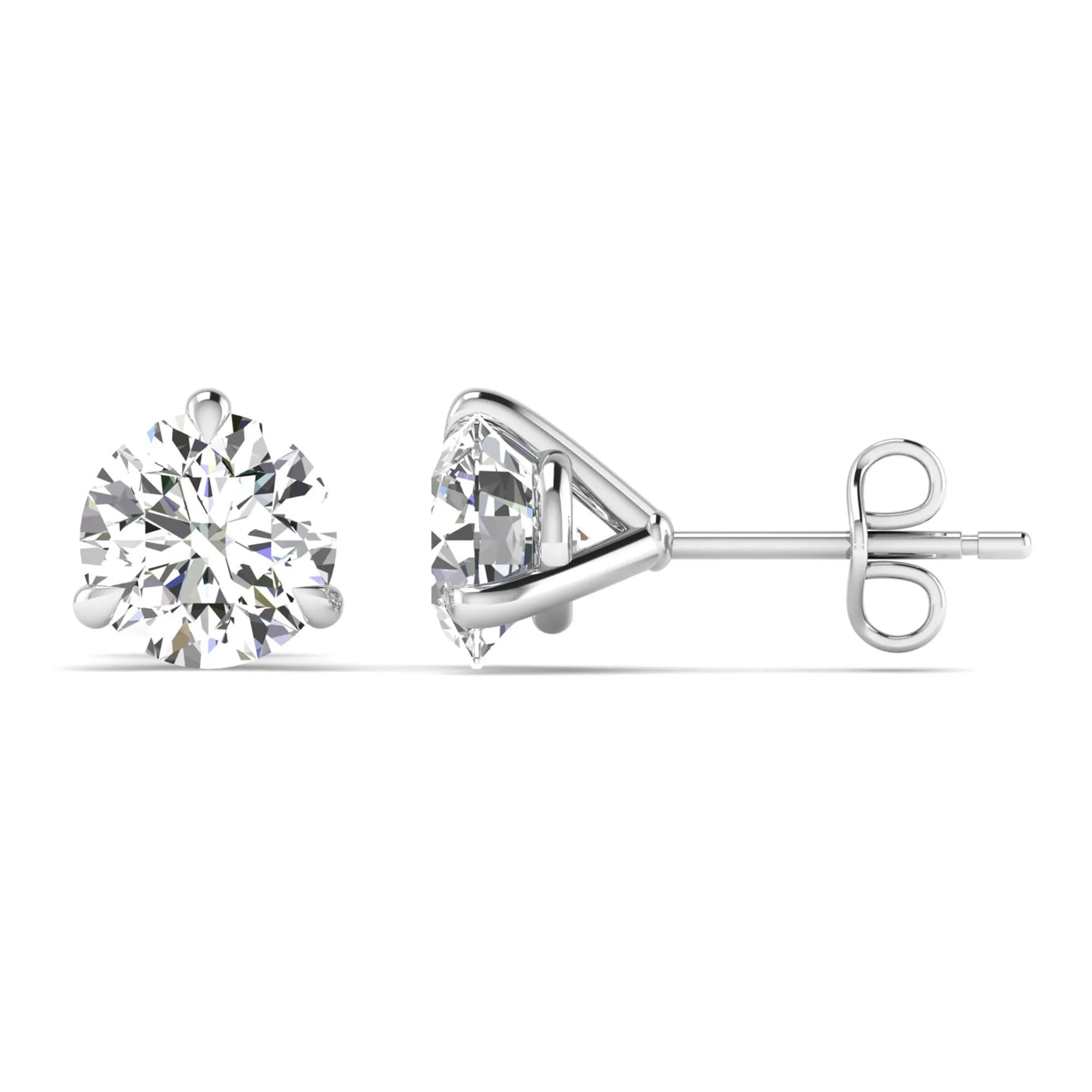 Classic Round 3-Prong Martini Diamond Studs