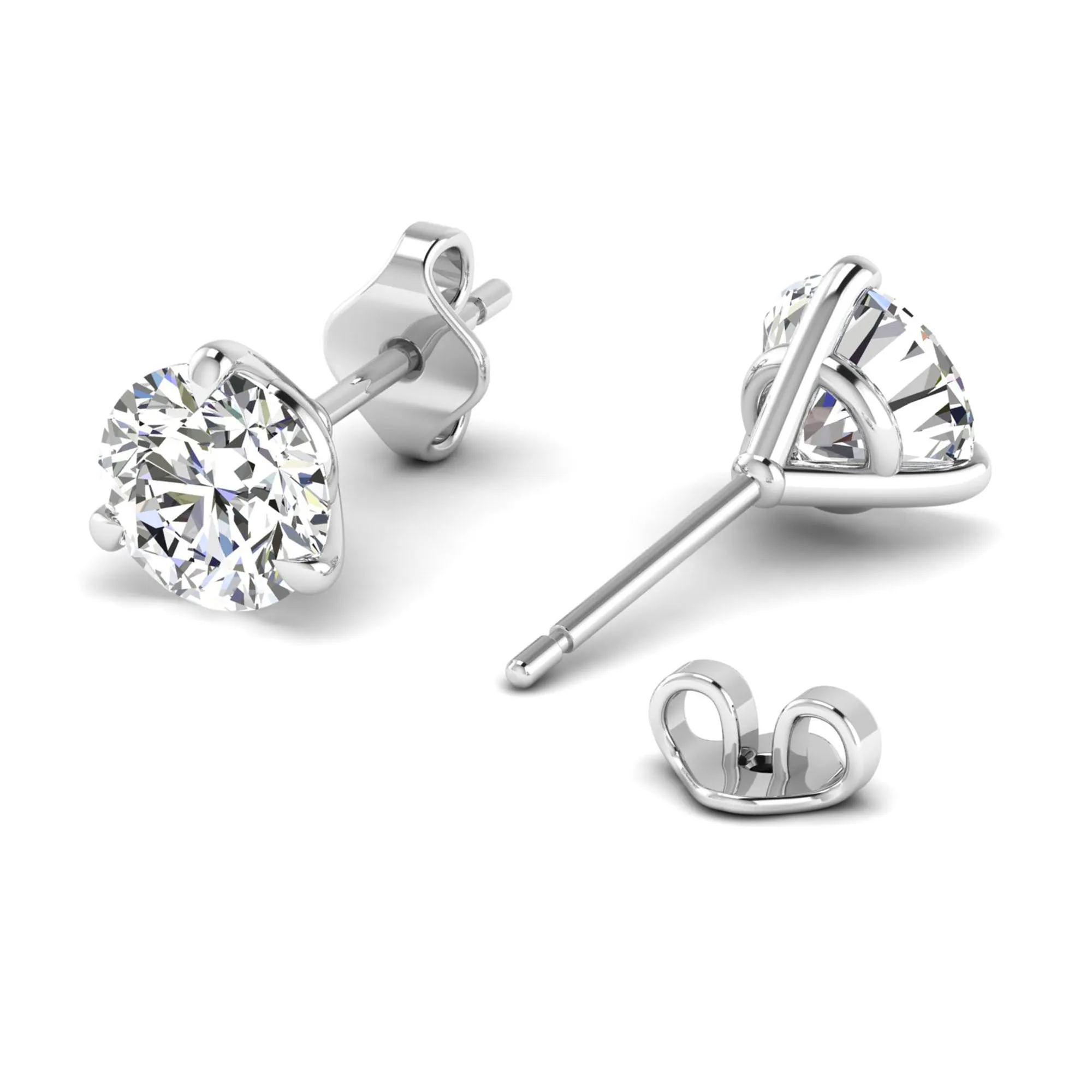 Classic Round 3-Prong Martini Diamond Studs