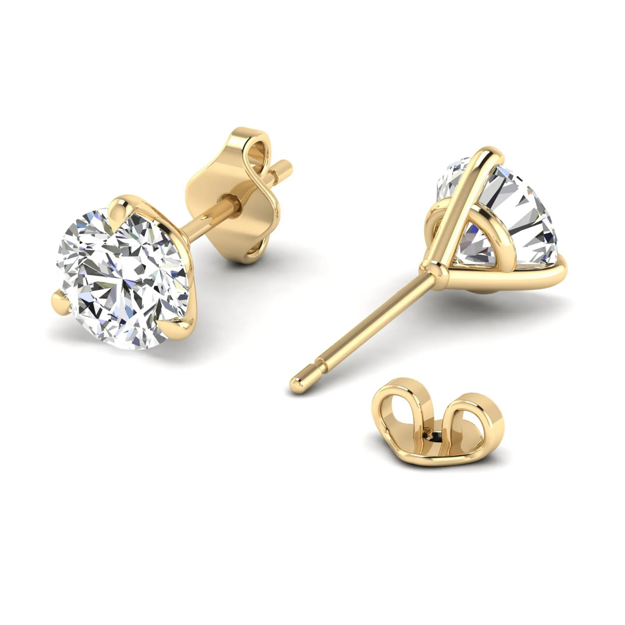 Classic Round 3-Prong Martini Diamond Studs
