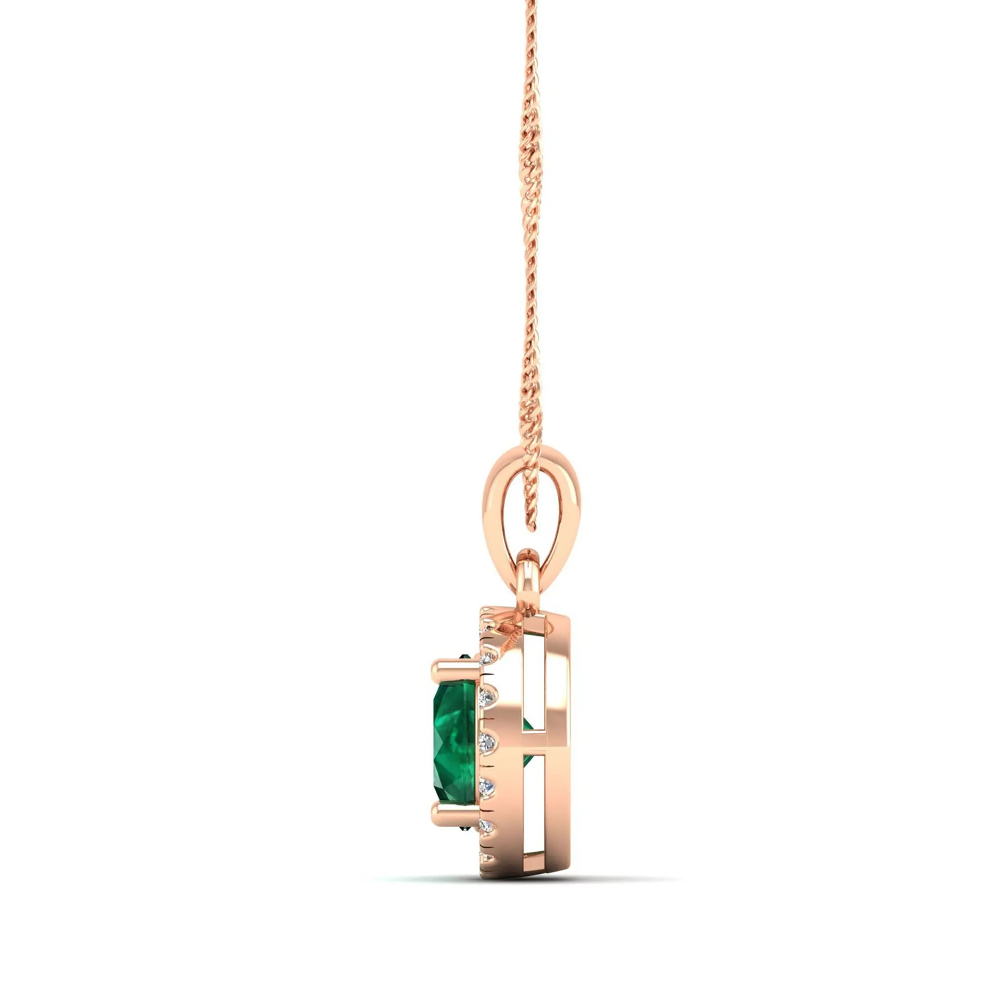 Classic Round Emerald and Diamond Pendant