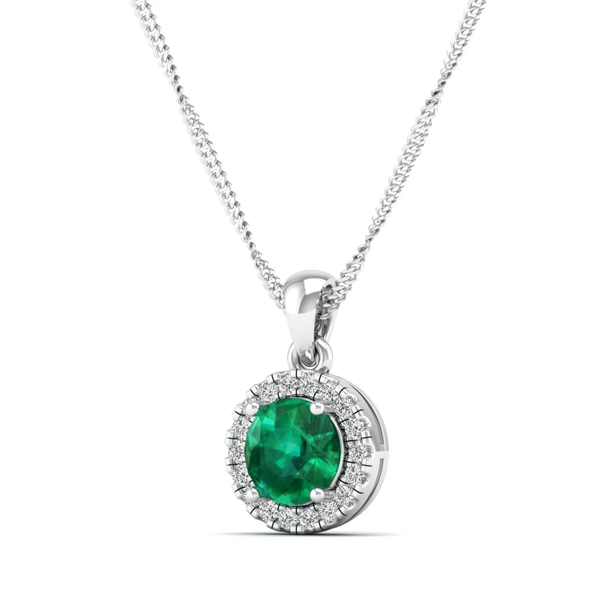 Classic Round Emerald and Diamond Pendant